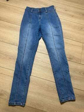 Wan Lin Industrial High-Waisted Seamed Skinny Jeans Size S